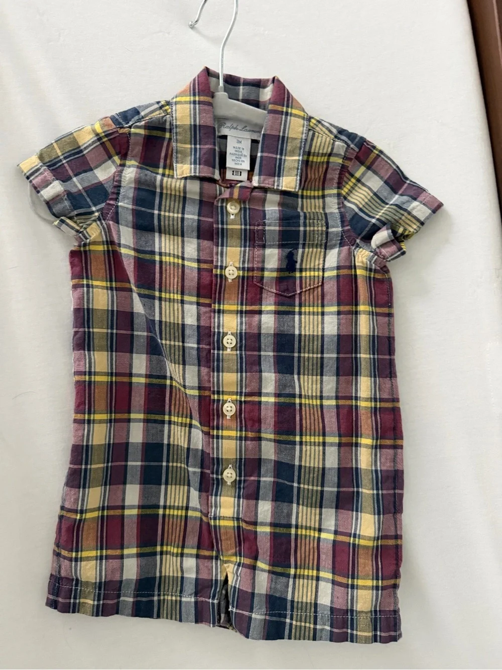 Ralph Lauren Multicolor Plaid Short-Sleeve Romper